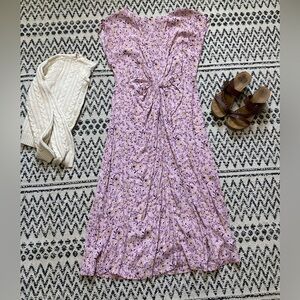 LOFT Lavender Floral Midi Dress